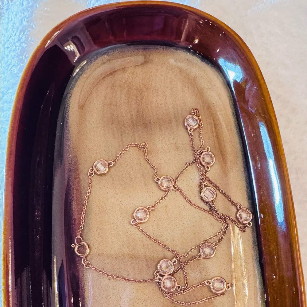 .925 Rose Gold plated Necklace with Crystal Accents - Picture 12 of 14